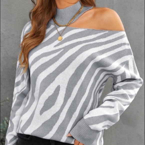Arrival Time Zebra Cutout Sweater - Picture 1 of 6
